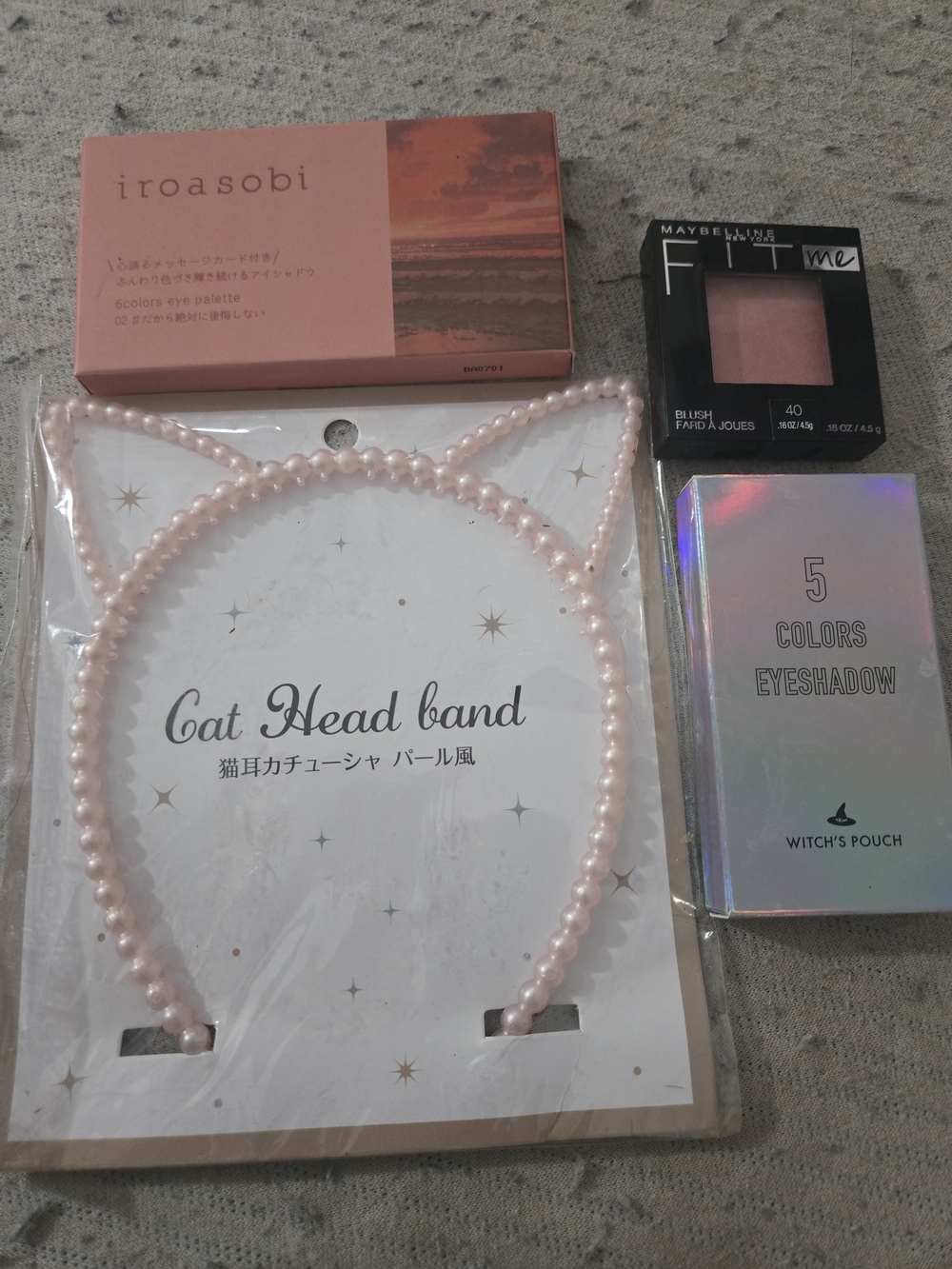 Pink Pearl Cat Headband Eye Palette Blush